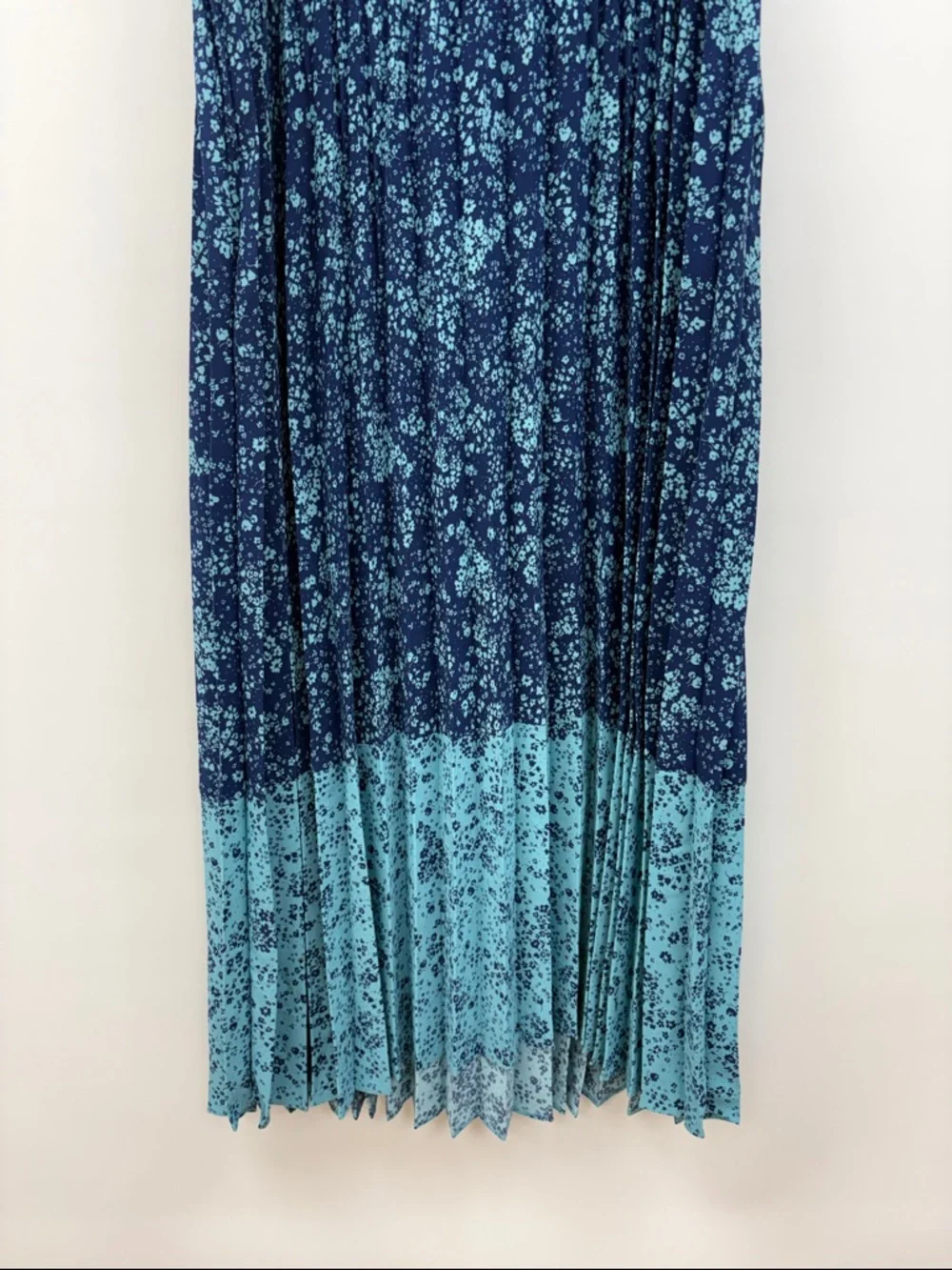 J. Jill Ditsy Floral Accordion Pleated Sleeveless A-Line Midi Dress Blue XL - Picture 4 of 8